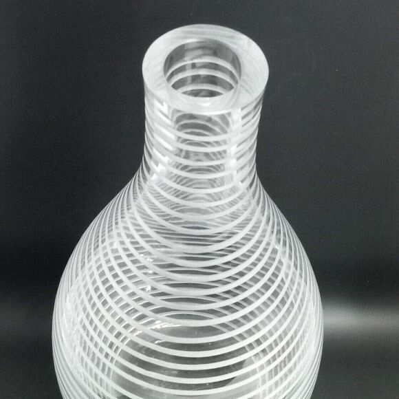 Vintage 12" Polish Made Hand Blown Glass Bottle Vase with Etched Circles - Picture 6 of 11